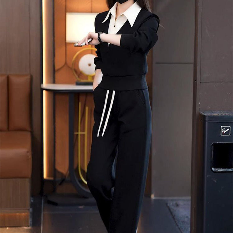 🔥2025 HOT SALE 🔥Women's Shirt Collar Top & Drawstring Bottom Set👗