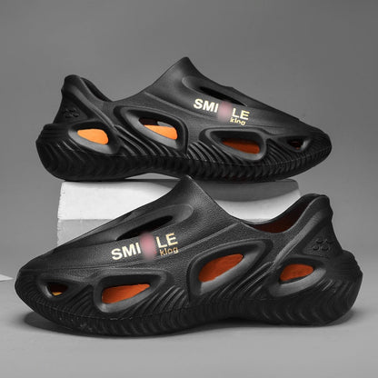 👟Men's Thick Bottom Hollow Outdoor Slippers - Breathable & Durable🌳