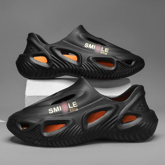 👟Men's Thick Bottom Hollow Outdoor Slippers - Breathable & Durable🌳