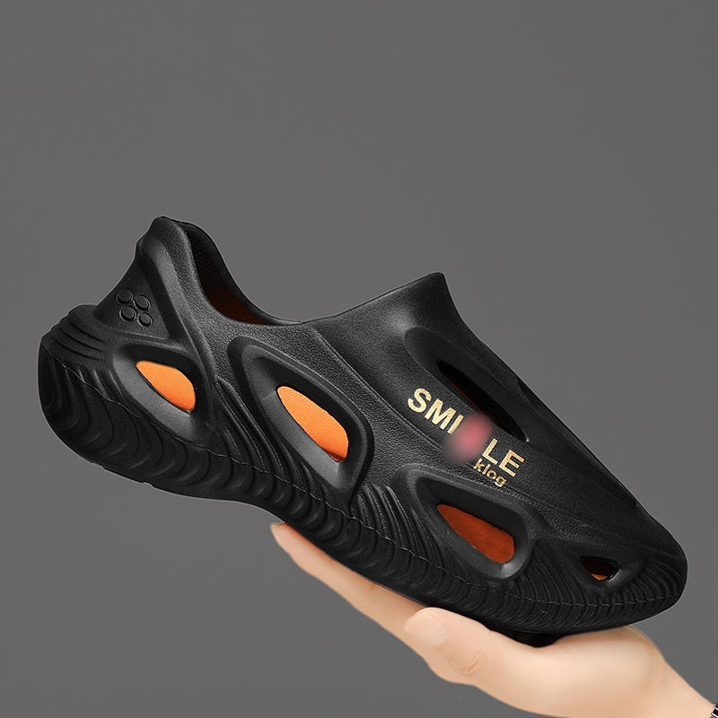 👟Men's Thick Bottom Hollow Outdoor Slippers - Breathable & Durable🌳