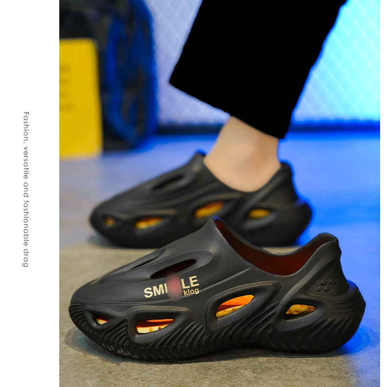 👟Men's Thick Bottom Hollow Outdoor Slippers - Breathable & Durable🌳