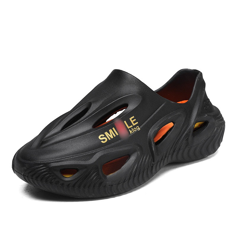 👟Men's Thick Bottom Hollow Outdoor Slippers - Breathable & Durable🌳