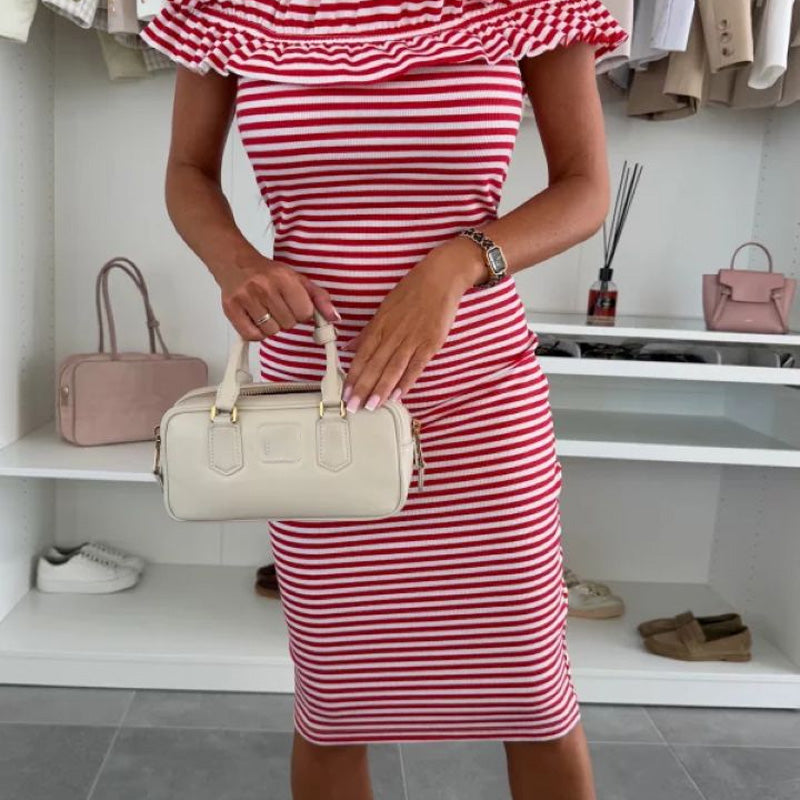 👗Women's Elegant Off-Shoulder Ruffle Slimming Dress - Perfect Your Curves✨