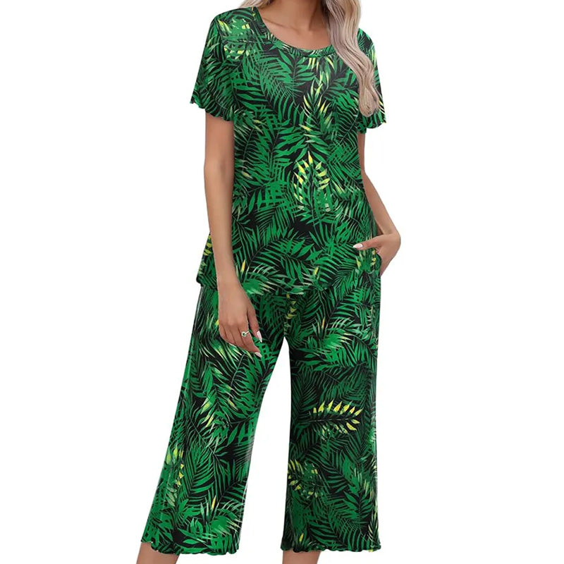 🌸2025 Hot Sale 50% OFF⏳Women's Printed Top & Pants Sleepwear Set