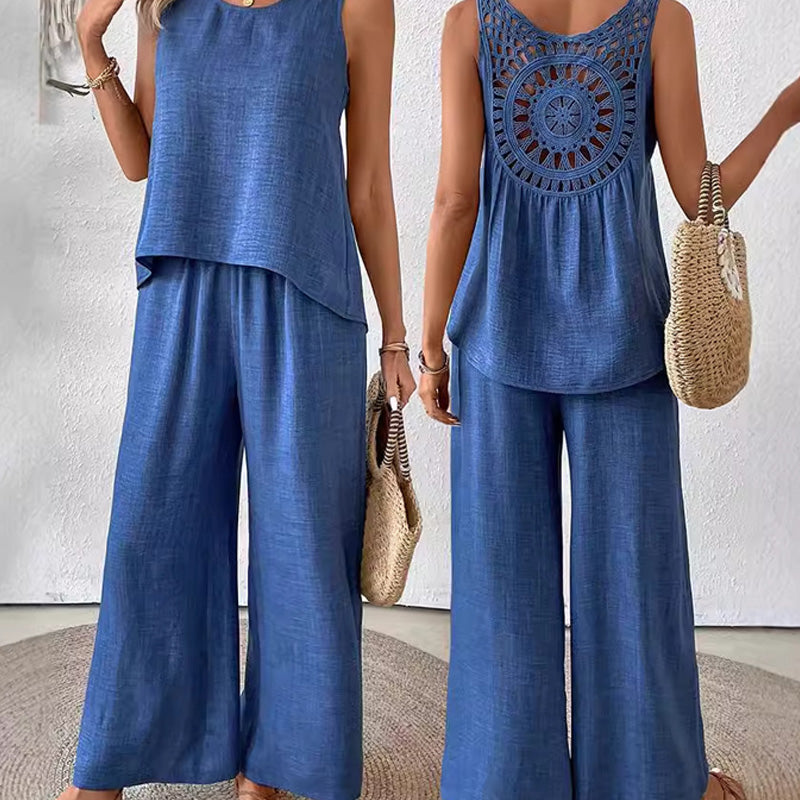 ✨2025 New Arrivals ✨Sleeveless Top & Wide-Leg Pants Set