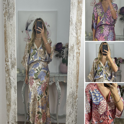 🎊2025 New Product Special Offer 🎊Women's V-Neck Top & Maxi Skirt 2-Piece Set