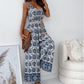 👗Women's Trendy Print Backless Jumpsuit with Tassel Belt - Chic & Stylish✨