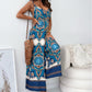 👗Women's Trendy Print Backless Jumpsuit with Tassel Belt - Chic & Stylish✨