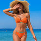 🎊🏖️Essential for the beach👙Women's Tie Solid Color Swimsuit 2-PCS Set💞