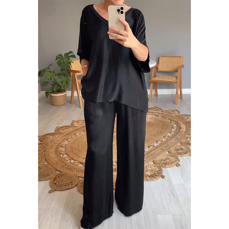 🎉🛍️Loose Satin Women's Top & Pants Set