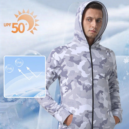 🌞Summer Essentials🛡️ Outdoor Sun Protection Camouflage Hooded Long Sleeve Full-Zip Jacket