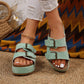 Double-Strap Thick-Soled Studded Sandals