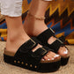 Double-Strap Thick-Soled Studded Sandals