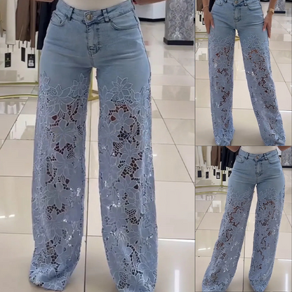 💃Summer Fashion Forward🌸Fashion Lace Patchwork Denim Jeans