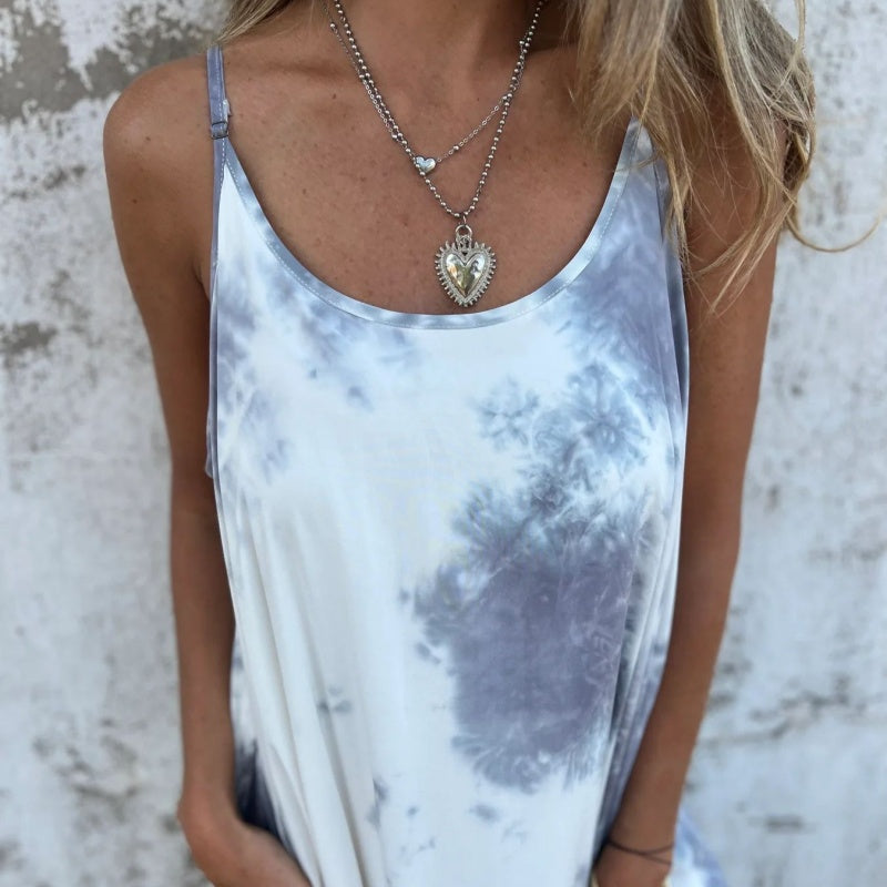 🎉🛍️Hot Promotion 55% OFF🥻Women Tie Dye Gradient Color Printed Spaghetti Strap Dresses