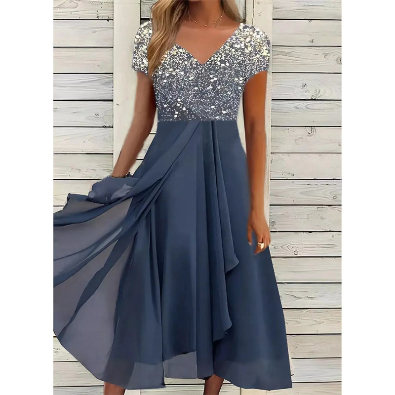 🌞Summer Essentials👗 Women's Summer V-Neck Printed Patchwork Dress