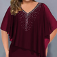 🌸2025 Summer Specials💐Rhinestone V-Neck Cape Dress with Chiffon Overlay