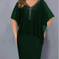 🌸2025 Summer Specials💐Rhinestone V-Neck Cape Dress with Chiffon Overlay