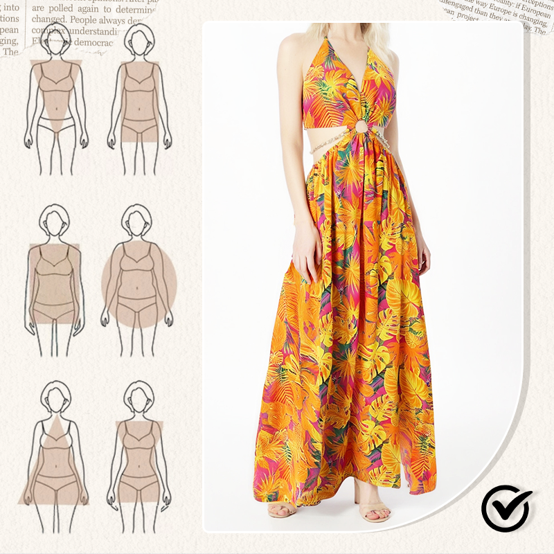 🎉🛍️Summer Special💃Women's Fashionable Halter Backless Printed Long Dress