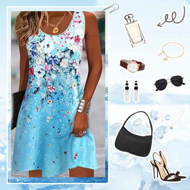 🌞Summer Essentials👗Women’s Floral Sleeveless Summer Dress