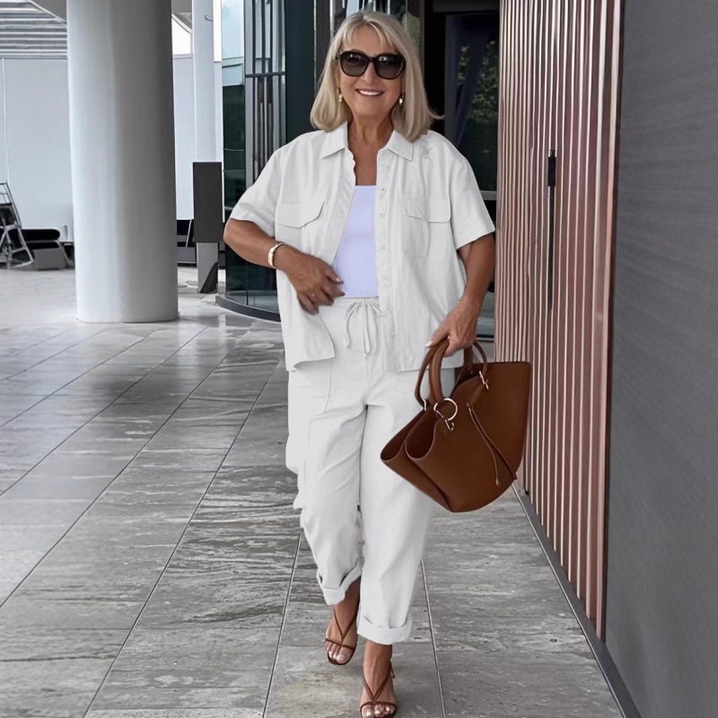 🎉Time-limited 50% OFF🛍️Cotton-Linen Short Sleeve Shirt & Loose Pants Set