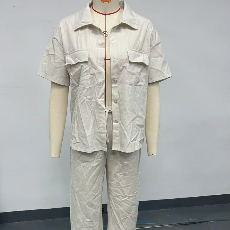 🎉Time-limited 50% OFF🛍️Cotton-Linen Short Sleeve Shirt & Loose Pants Set