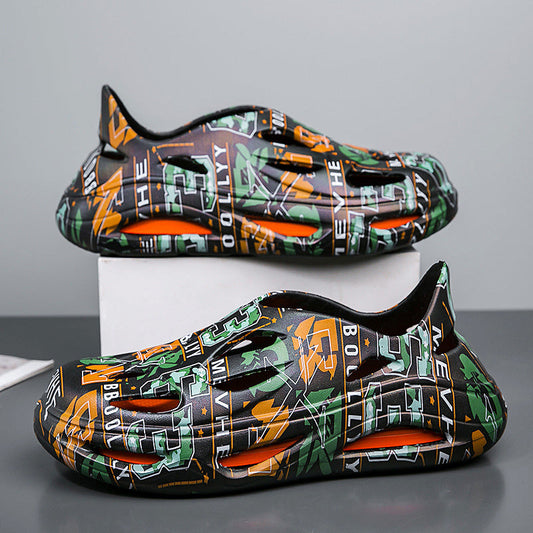 ✨Men's Fashion Outdoor Non-Slip Graffiti Slippers