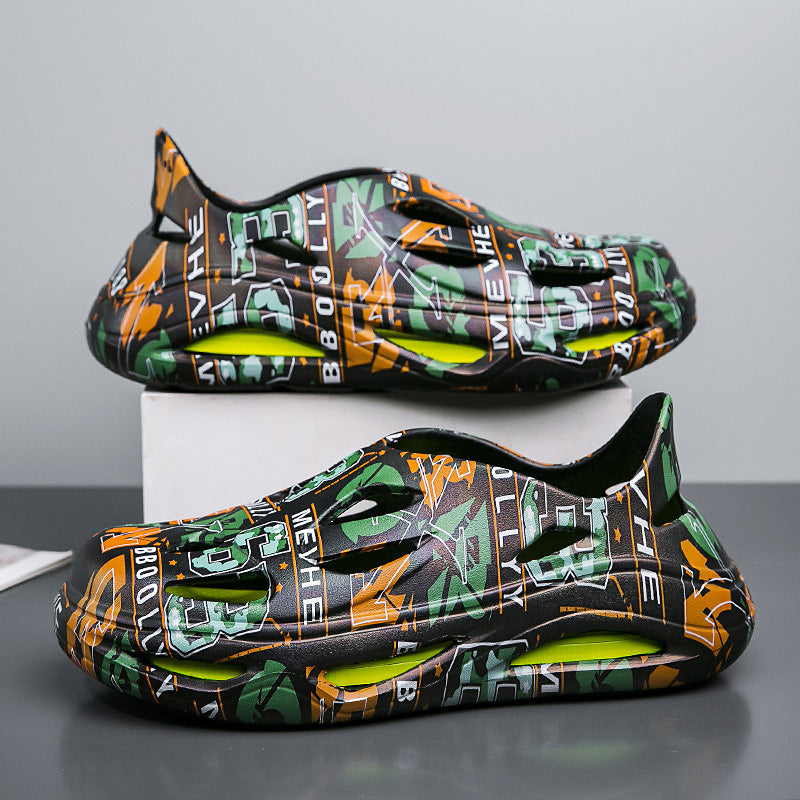 ✨Men's Fashion Outdoor Non-Slip Graffiti Slippers