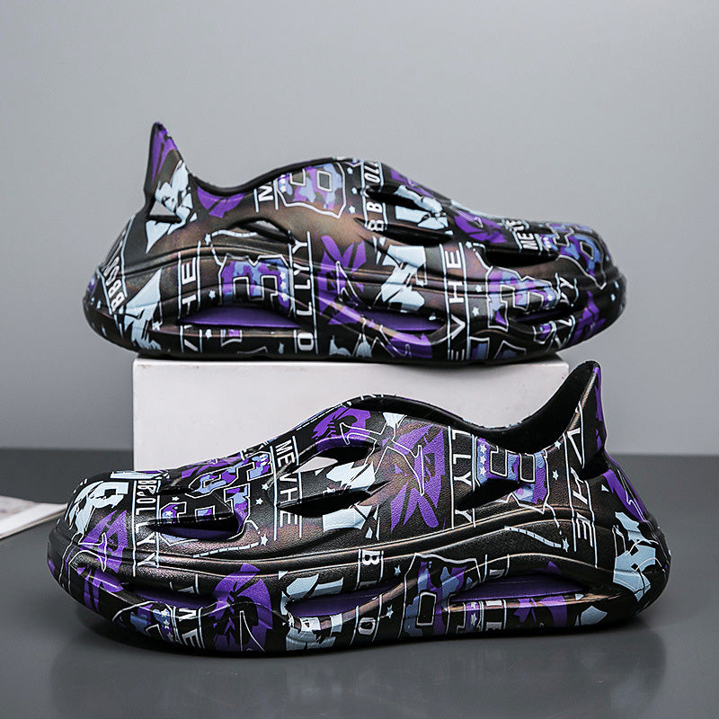 ✨Men's Fashion Outdoor Non-Slip Graffiti Slippers
