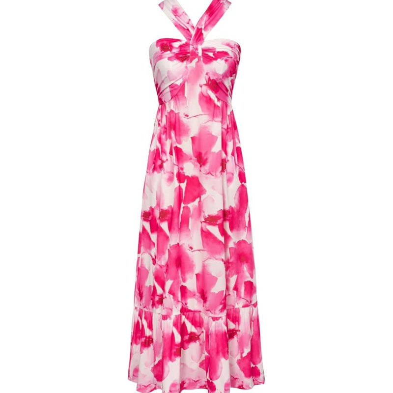 🔥Hot Sale 50%🌺Cross Halter Sleeveless Floral Printed Dress💃