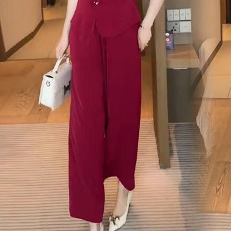 💖V-Neck Short Sleeve Top & Matching Wide-Leg Pants 2-Piece Set for Women👘