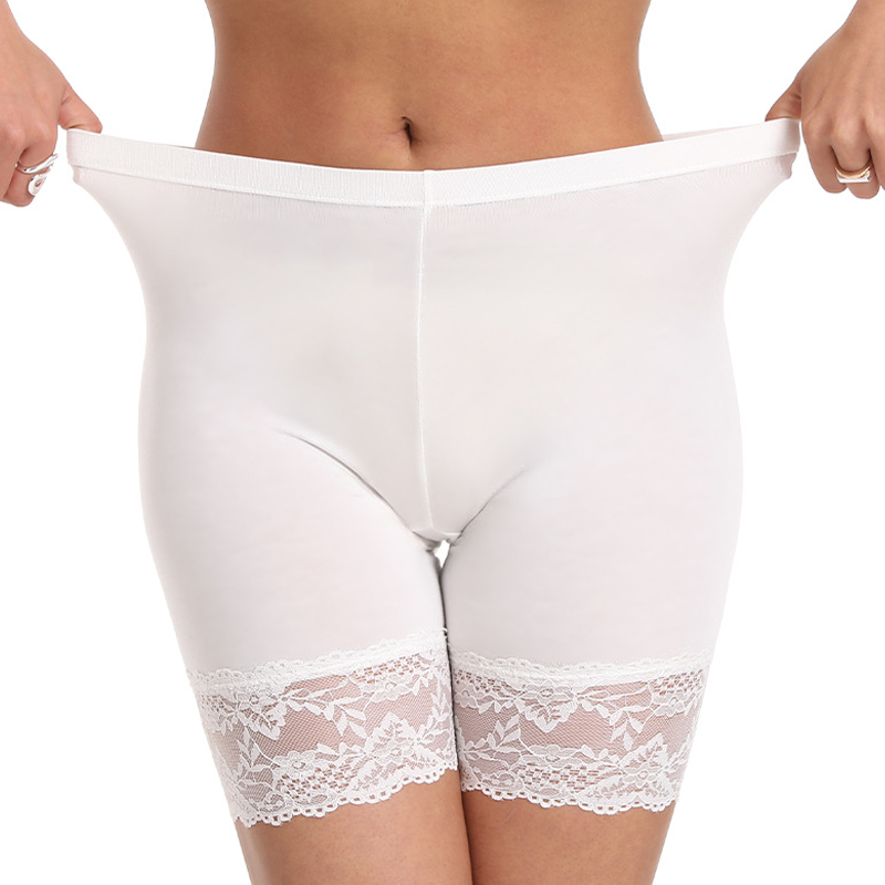 🎊Comfortable plus size 🎊Tight-Fit Lace Trim Safety Shorts