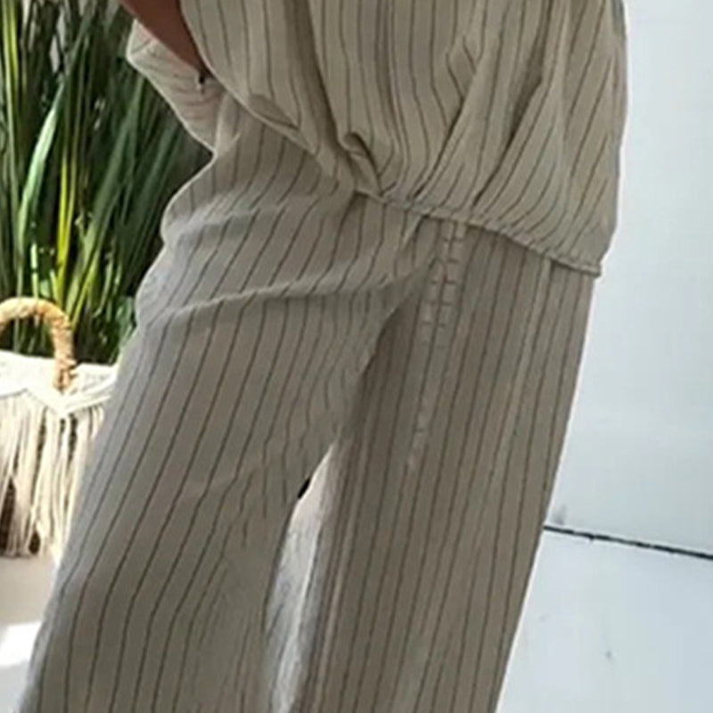 🔥50% OFF🔥Women's Striped Top & Wide-Leg Pants 2-Piece Set