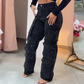 🔥2025 Fashion Recommends✨Women's Rhinestone Wide-Leg Pants with Pockets