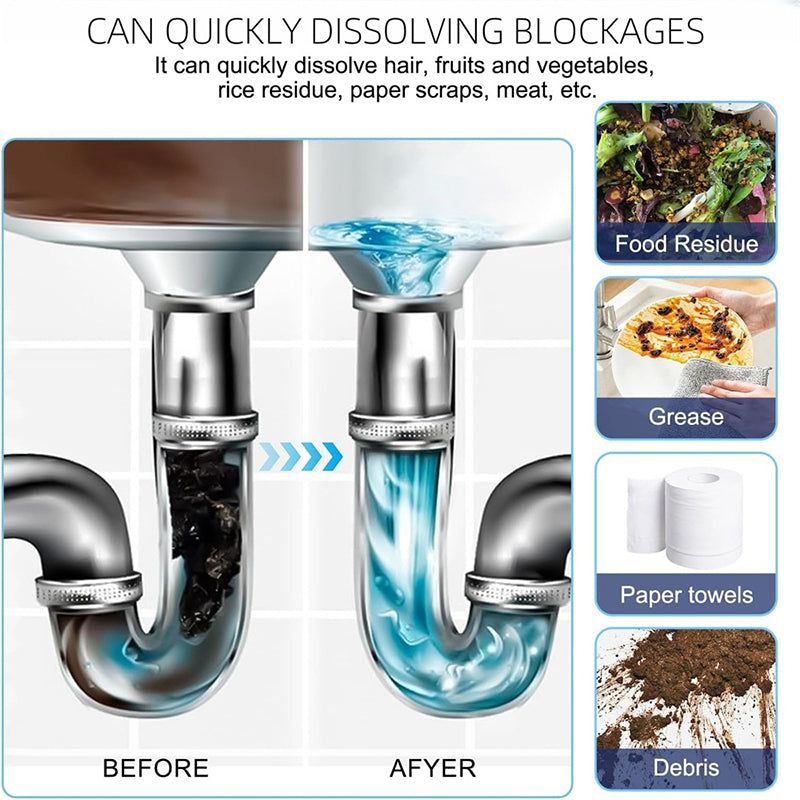 ⏳Time-Limited Special⏰Powerful Pipe Dredging Agent for Kitchen and Toilet Pipelines - Dissolves 200+ Blockages and Kills of Bacteria