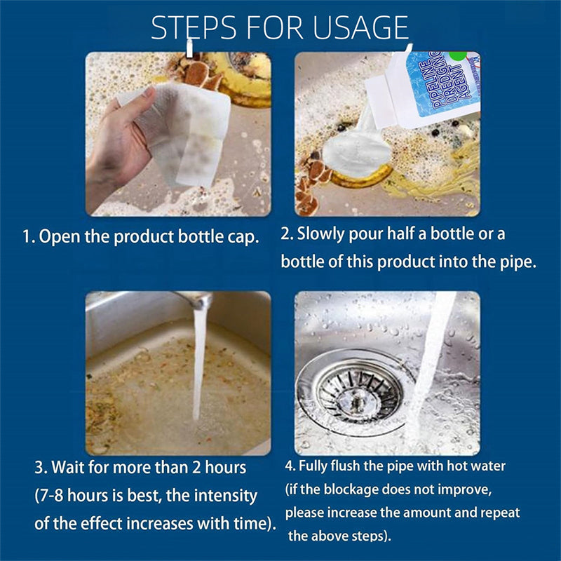 ⏳Time-Limited Special⏰Powerful Pipe Dredging Agent for Kitchen and Toilet Pipelines - Dissolves 200+ Blockages and Kills of Bacteria