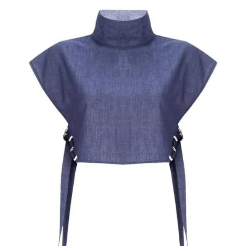 🫦Women's Trendy Fashion High-Neck Short Top & High-Waist 3/4 Length Pants Outfits
