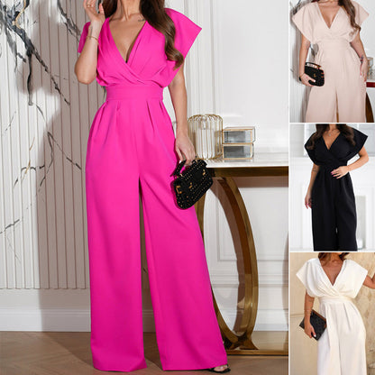 🌸2025 New Arrival 50%OFF💖 Women’s V - Neck Wide - Legged Jumpsuit | One - Piece Chic & Comfort
