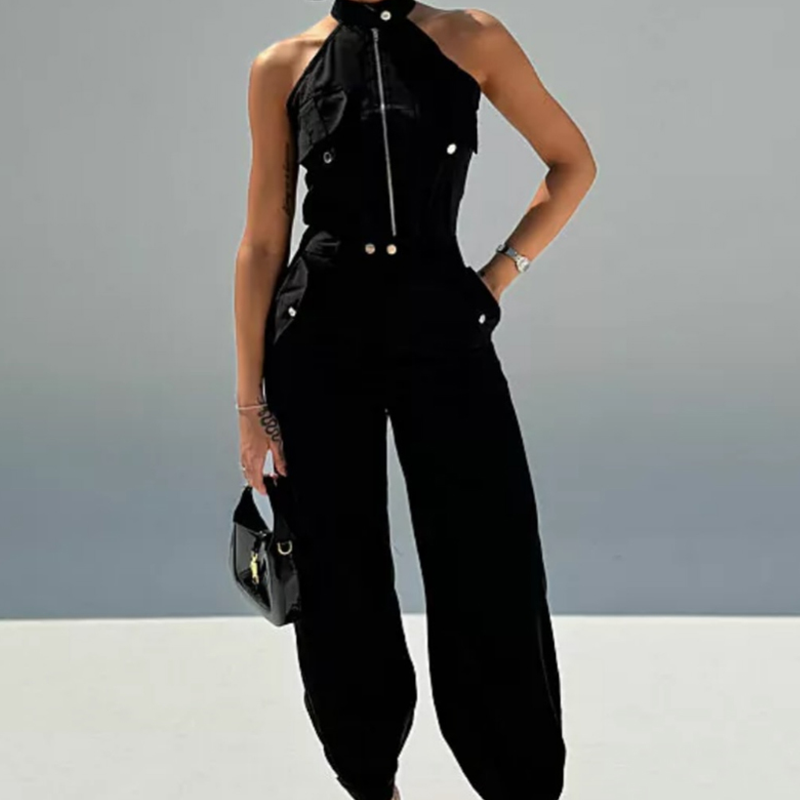 💃Summer Model Show🎉Women's Sleeveless Crop Top & High-Waist Pants Outfit