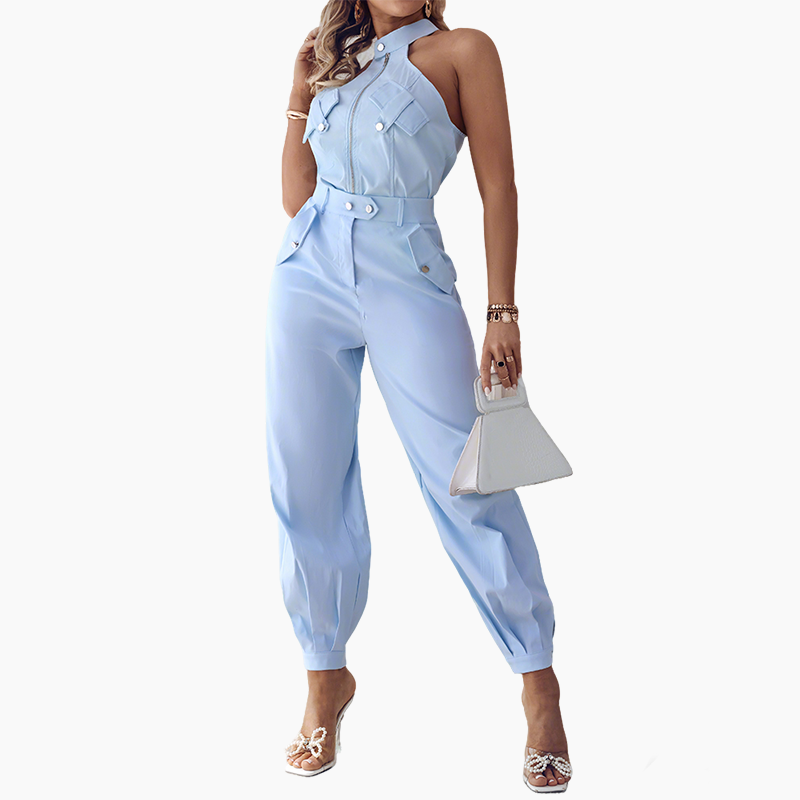 💃Summer Model Show🎉Women's Sleeveless Crop Top & High-Waist Pants Outfit