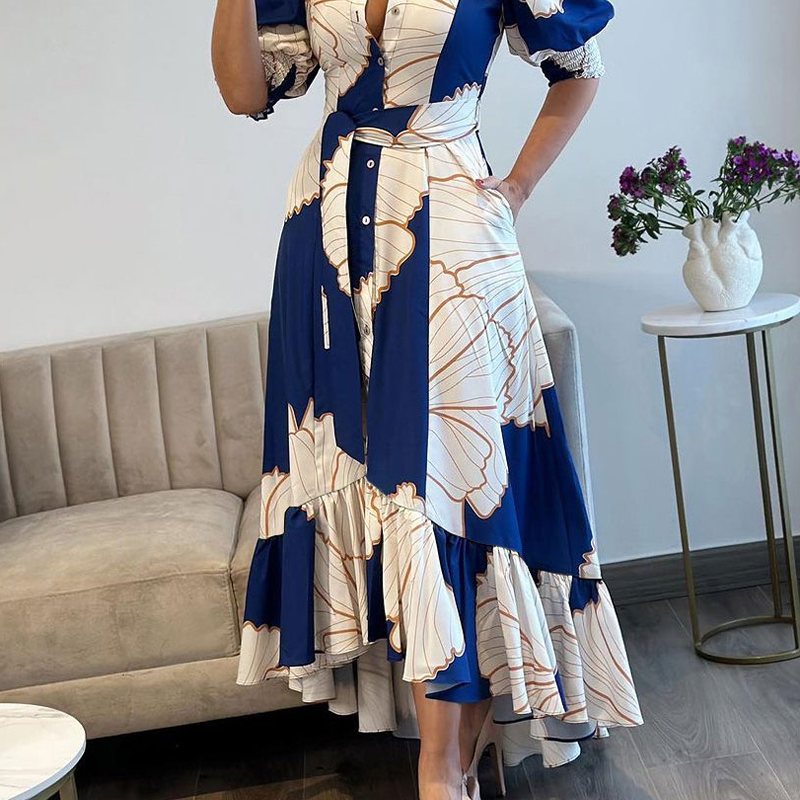 ✨ Limited-time sale:50% OFF！🔥Women's Waist-cinched Printed Shirt Dress