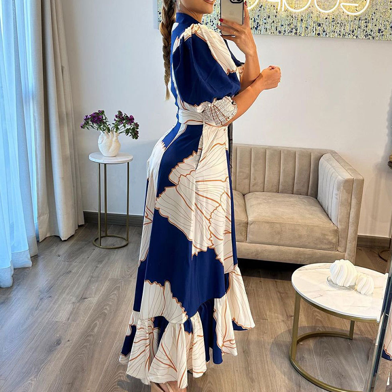 ✨ Limited-time sale:50% OFF！🔥Women's Waist-cinched Printed Shirt Dress