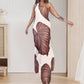 ✨🎊 2025 Summer New🎊Palm Print One-Shoulder Slim Maxi Dress