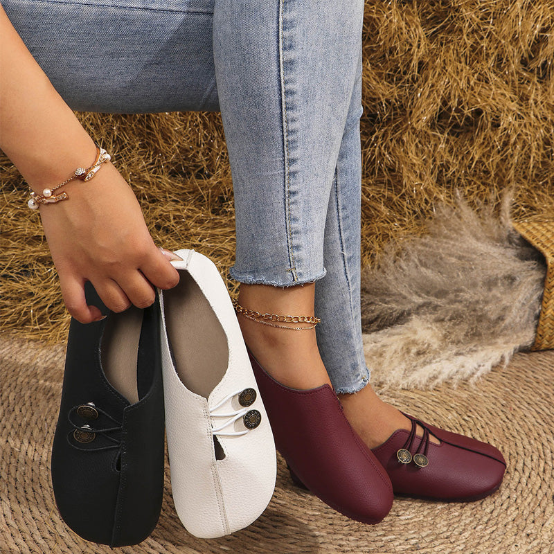 ✨ 🥿Women's 2025 New Soft Synthetic Leather Flat Shoes