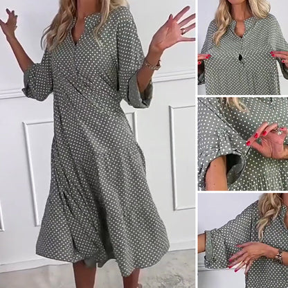 🔥Bohemian Style Latest🌟Women’s Polka Dot Button Loose Fit Dress
