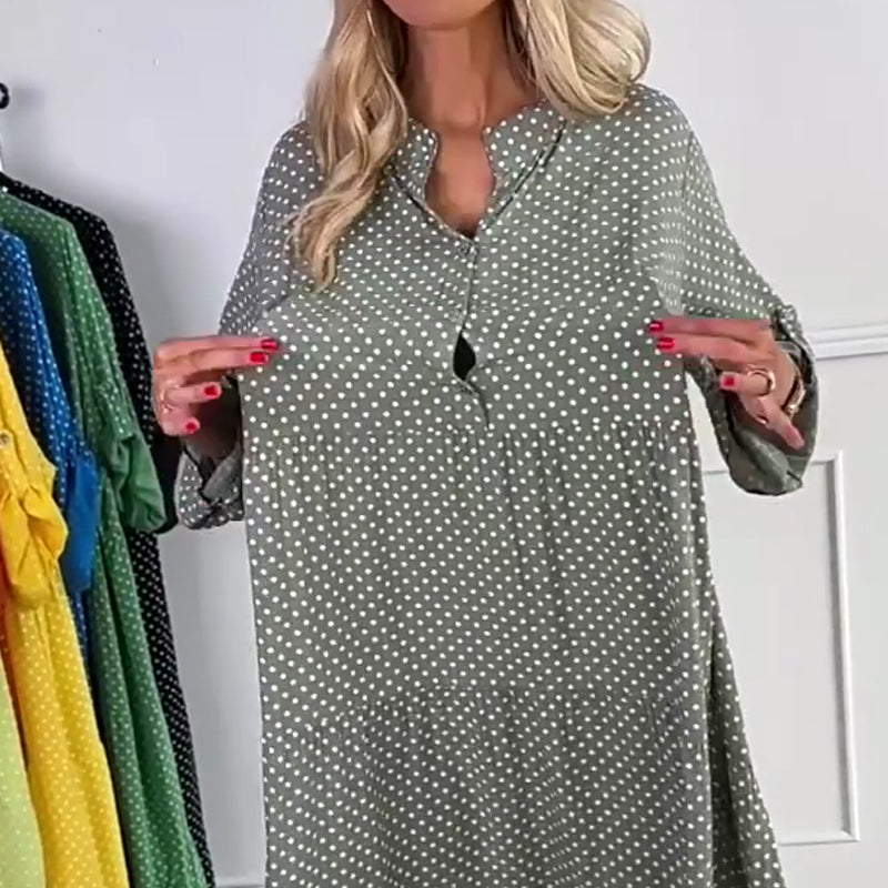 🔥Bohemian Style Latest🌟Women’s Polka Dot Button Loose Fit Dress