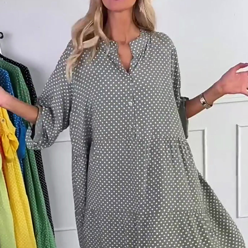 🔥Bohemian Style Latest🌟Women’s Polka Dot Button Loose Fit Dress