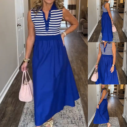 ✨The New Fashion Favorite✨Women's Casual V-Neck Striped Maxi Dress