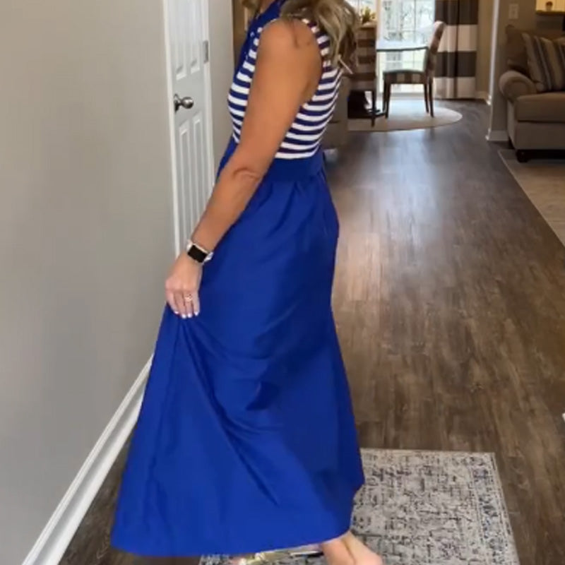 ✨The New Fashion Favorite✨Women's Casual V-Neck Striped Maxi Dress