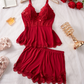 🎉🎉This week's Special Sales - 50% OFF💕Lace Trimmed V-Neck Camisole & Shorts Sleepwear Set